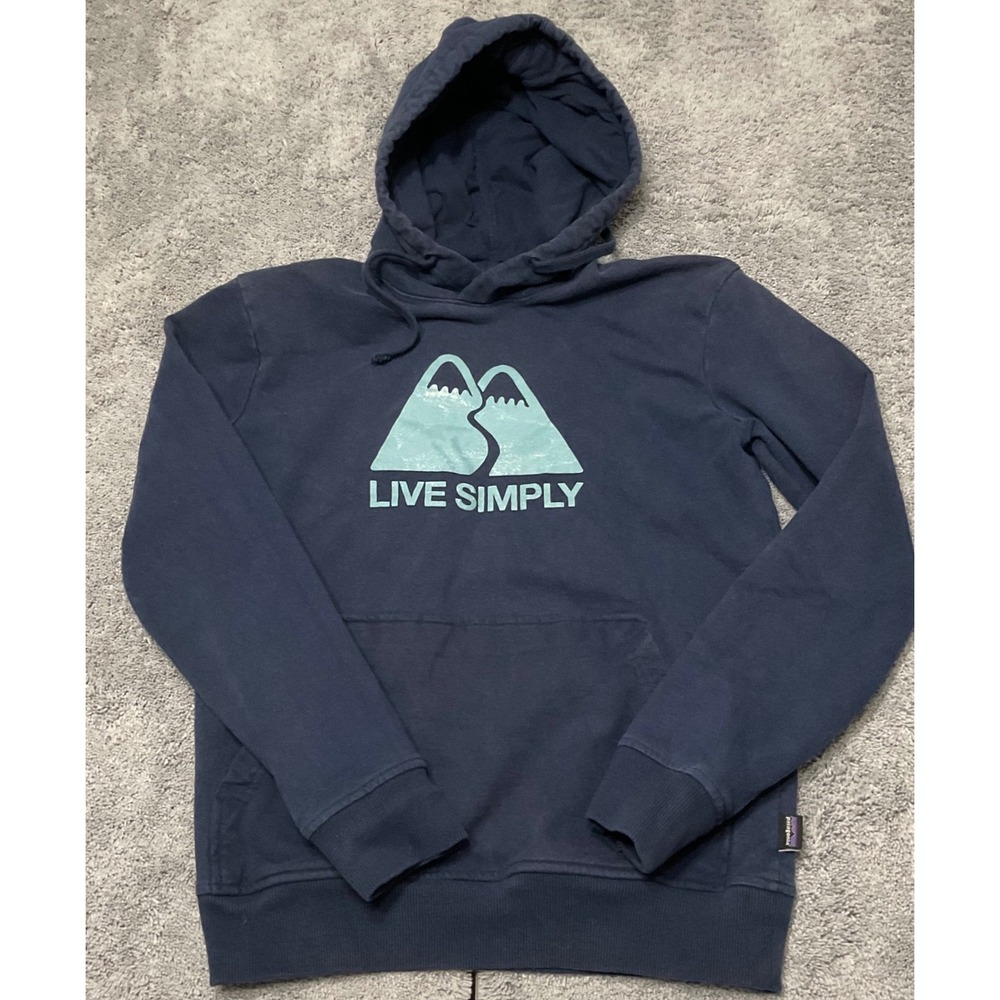 Patagonia Live Simply Uprisal Hoody Navy Blue Graphic Sweatshirt XS Regular Fit